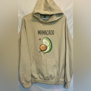 Mamacado Beige Hoodie Gildan Heavy Blend Sz L Cute Avacado mom and child